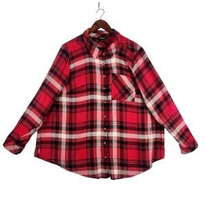 Torrid Womens Red Plaid Flannel Button Down Shirt Plus Size 4 / 4X (26/28)